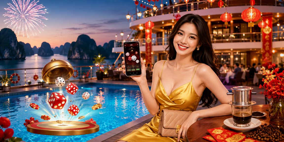 Người chơi tài xỉu bên cà phê tại vùng biển Hạ Long nhìn ra vịnh xanh
